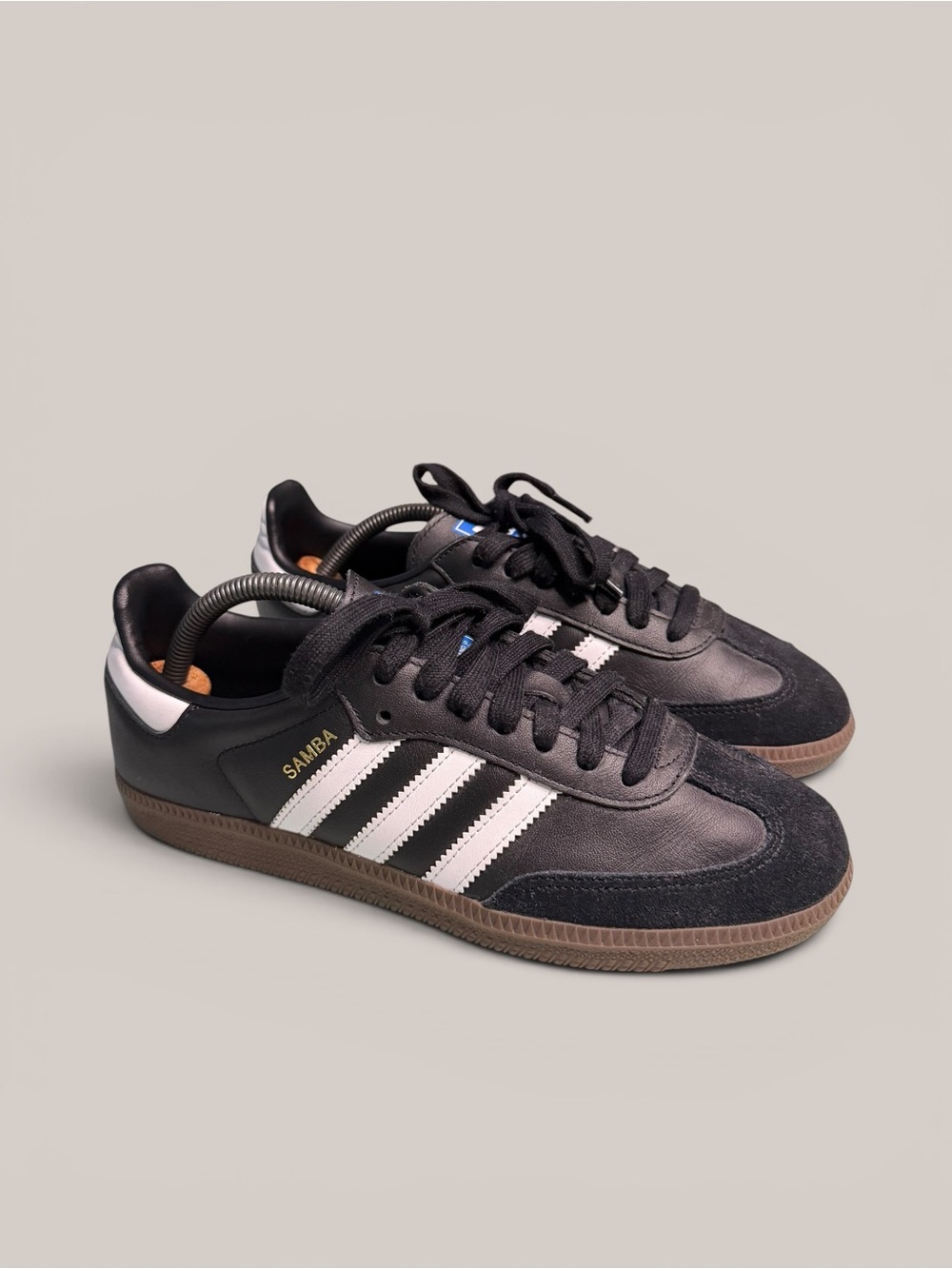adidas Samba Black Sneakers with White Stripes and Gum Sole